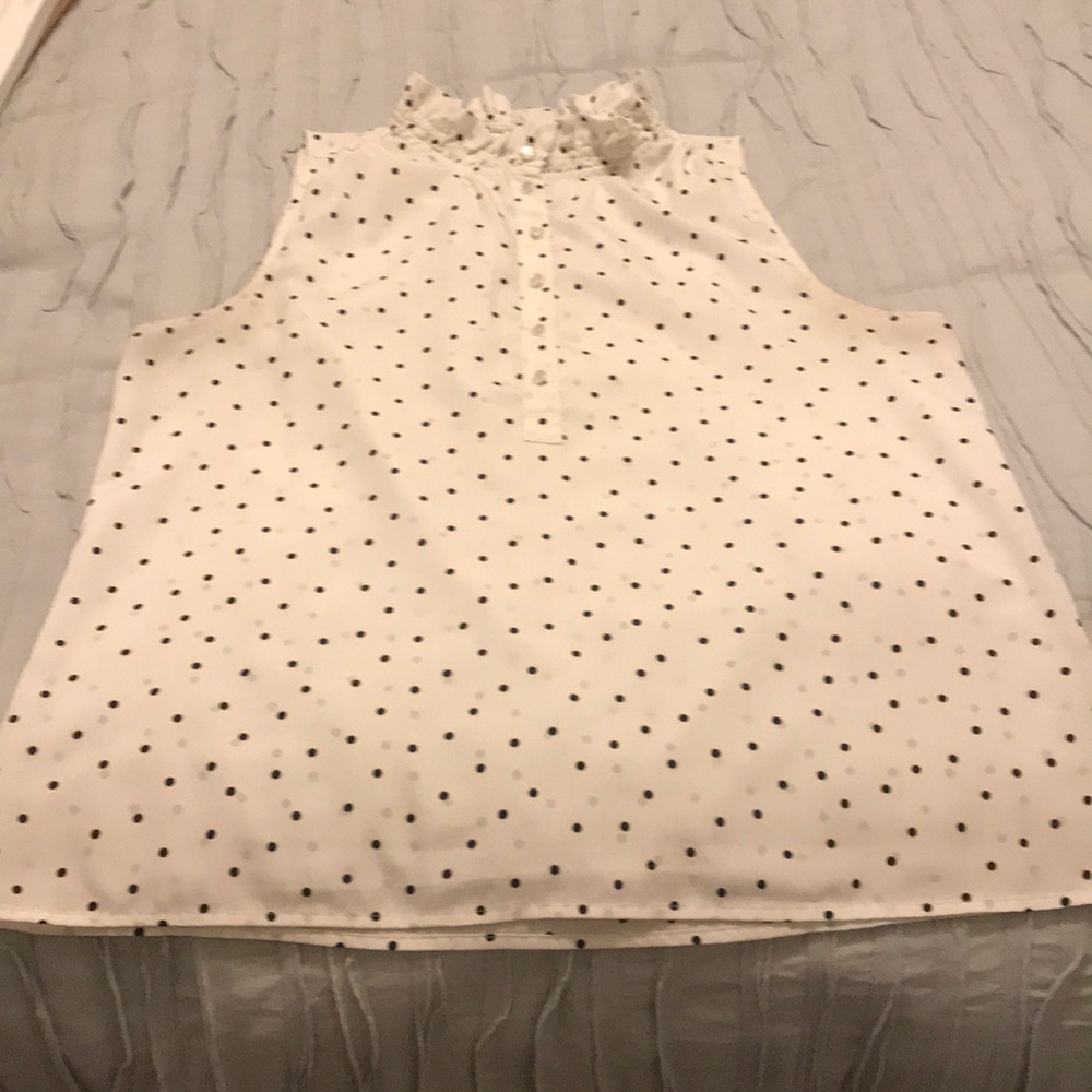 Jcrew black and white polka dot tank top blouse